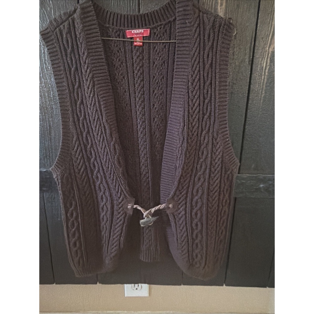 Chaps Denim 100% Cotton Knit Vest Brown Womens Size XL